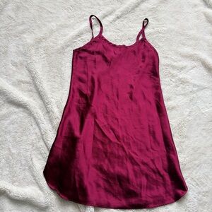Cinema Etoile Satin Slip Dress  Small | Vintage Lingerie | burgundy Satin Min